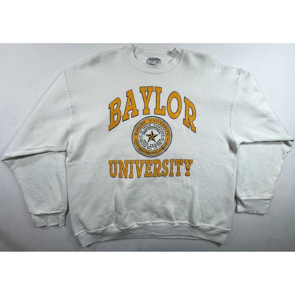 Velva Sheen Baylor University Sweatshirt Mens XL White Vintage 90s Made in USA